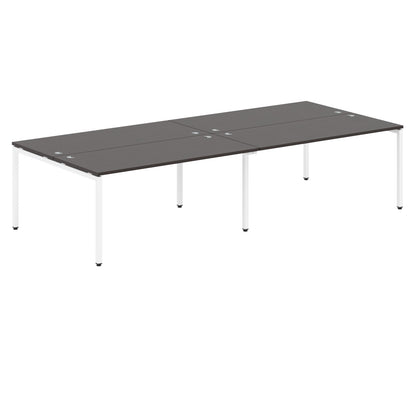 RECTANGULAR SHAPE CLUSTER OF 04 WORKSTATION MADE IN 25MM MFC TOP, E1 LAMINATE CHIPBOARD WITH WOODEN MODESTY PANEL 40X40MM METAL U SHAPE FRAMES