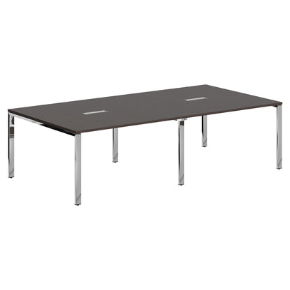 RECTANGULAR SHAPE CLUSTER OF 04 WORKSTATION, MADE IN E1 LAMINATE CHIPBOPARD, WITH WOODEN MODESTY PANEL AND LEGS