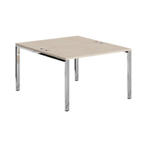 RECTANGULAR SHAPE CLUSTER OF 02 WORKSTATION, MADE IN E1 LAMINATE CHIPBOPARD, WITH WOODEN MODESTY PANEL AND LEGS