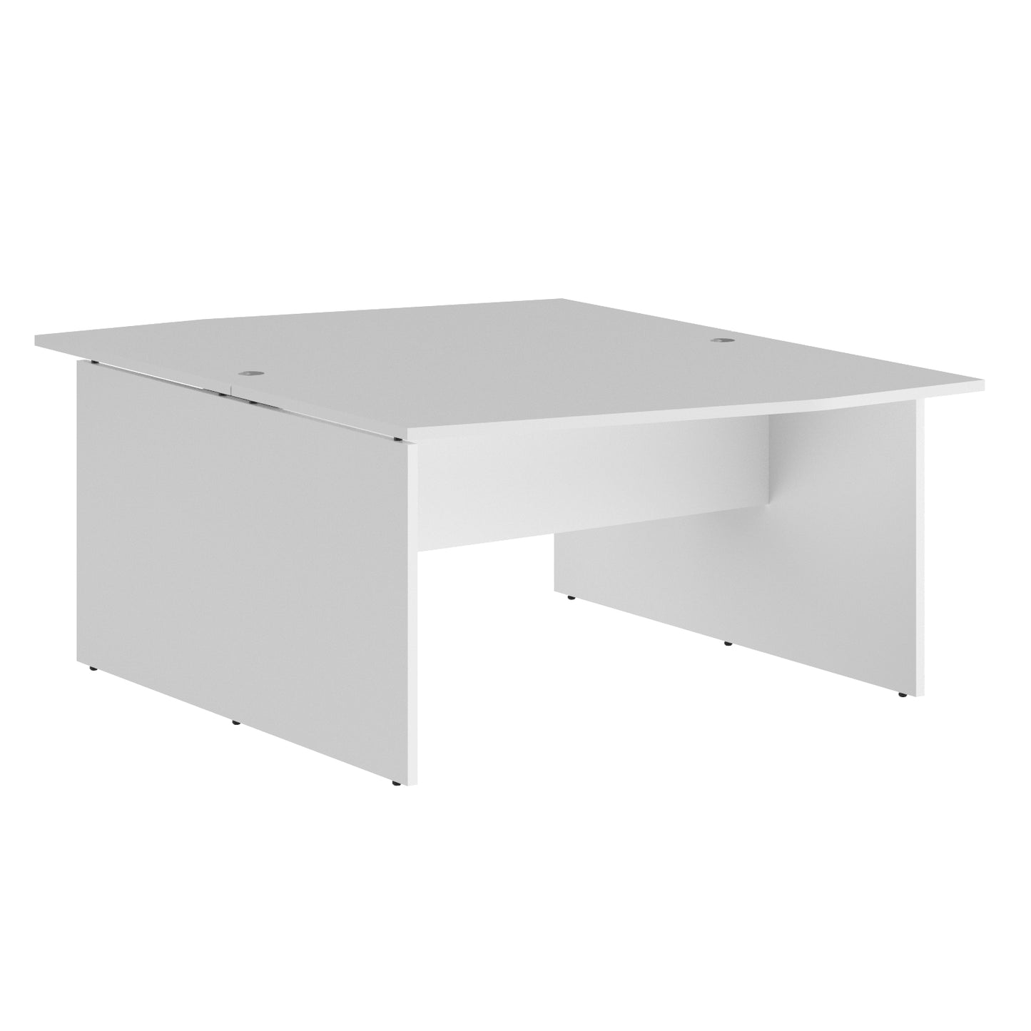 L SHAPE CLUSTER OF 02 WORKSTATION, MADE IN E1 LAMINATE CHIPBOPARD, WITH WOODEN MODESTY PANEL AND LEGS