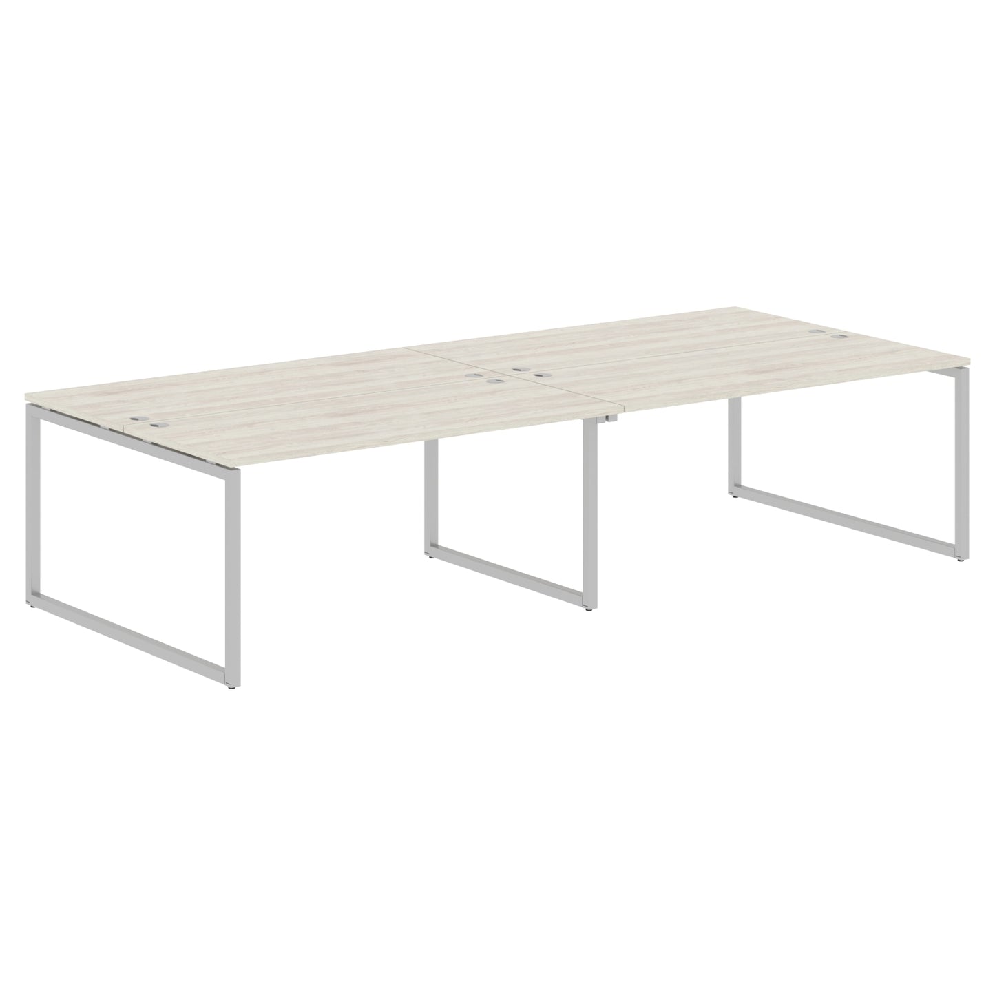 RECTANGULAR SHAPE CLUSTER OF 04 WORKSTATION MADE IN 25MM MFC TOP, E1 LAMINATE CHIPBOARD WITH WOODEN MODESTY PANEL 40X40MM METAL O SHAPE FRAMES