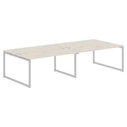 RECTANGULAR SHAPE CLUSTER OF 04 WORKSTATION MADE IN 25MM MFC TOP, E1 LAMINATE CHIPBOARD WITH WOODEN MODESTY PANEL 40X40MM METAL O SHAPE FRAMES