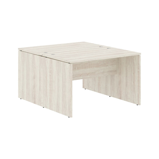 RECTANGULAR SHAPE CLUSTER OF 02 WORKSTATION, MADE IN E1 LAMINATE CHIPBOPARD, WITH WOODEN MODESTY PANEL AND LEGS