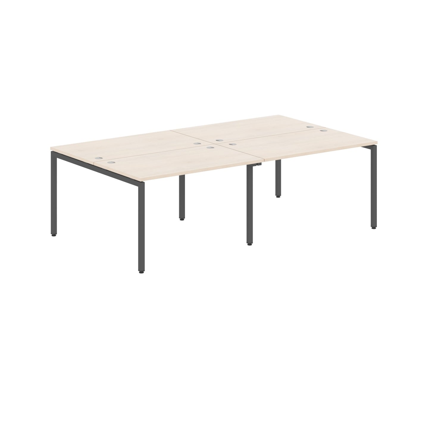 RECTANGULAR SHAPE CLUSTER OF 04 WORKSTATION MADE IN 25MM MFC TOP, E1 LAMINATE CHIPBOARD WITH WOODEN MODESTY PANEL 40X40MM METAL U SHAPE FRAMES