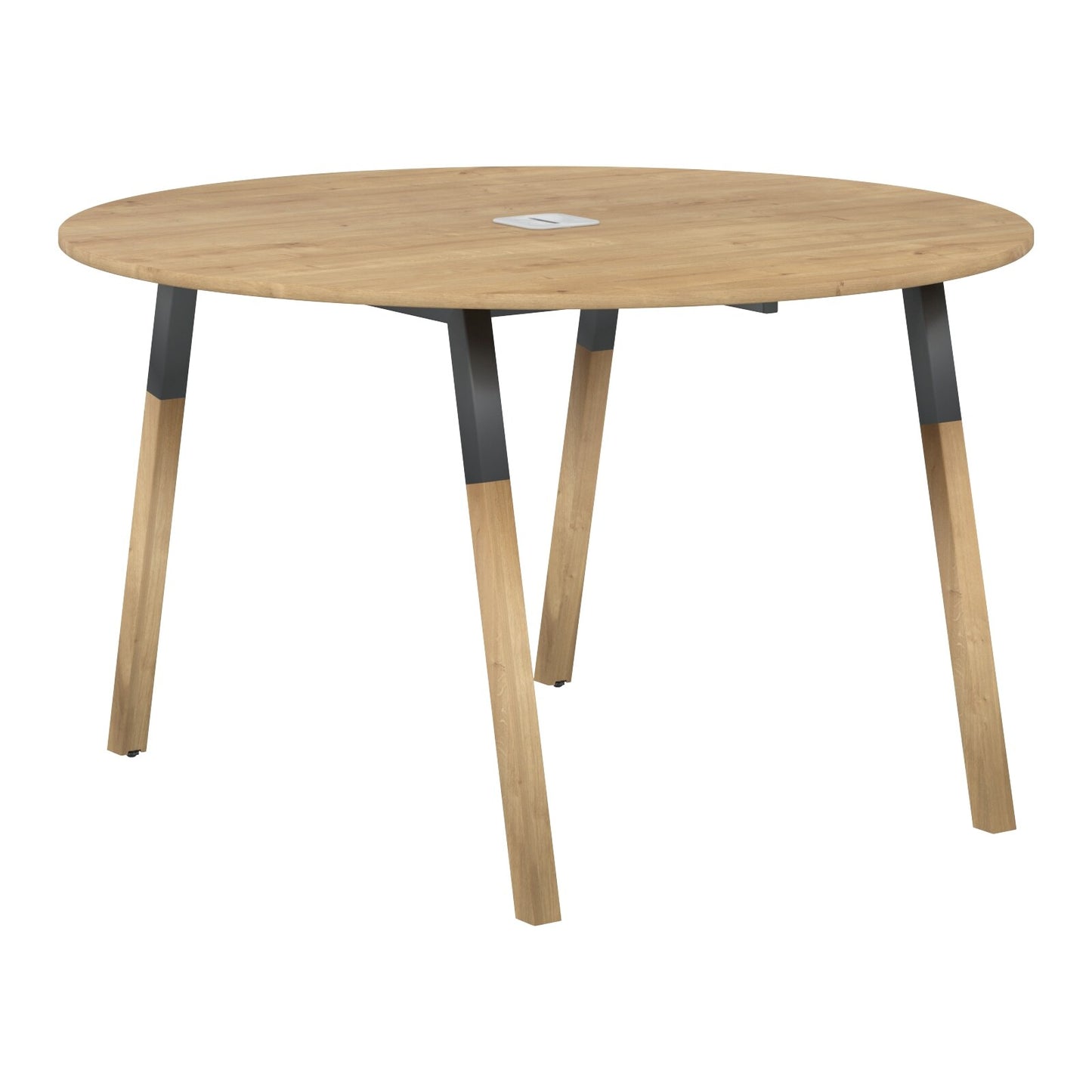 EXECUTIVE MODERN DESIGN ROUNDED SHAPE MEETING DESK, MADE IN E1 LAMINATE CHIPBOPARD, WITH SLANTED SHAPE METAL/WOODEN LEGS