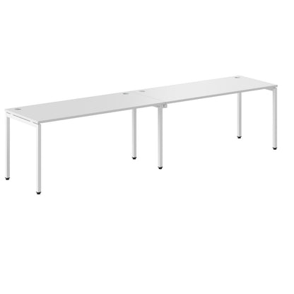RECTANGULAR SHAPE CLUSTER OF 02 WORKSTATION MADE IN 25MM MFC TOP, E1 LAMINATE CHIPBOARD WITH WOODEN MODESTY PANEL 40X40MM METAL U SHAPE FRAMES