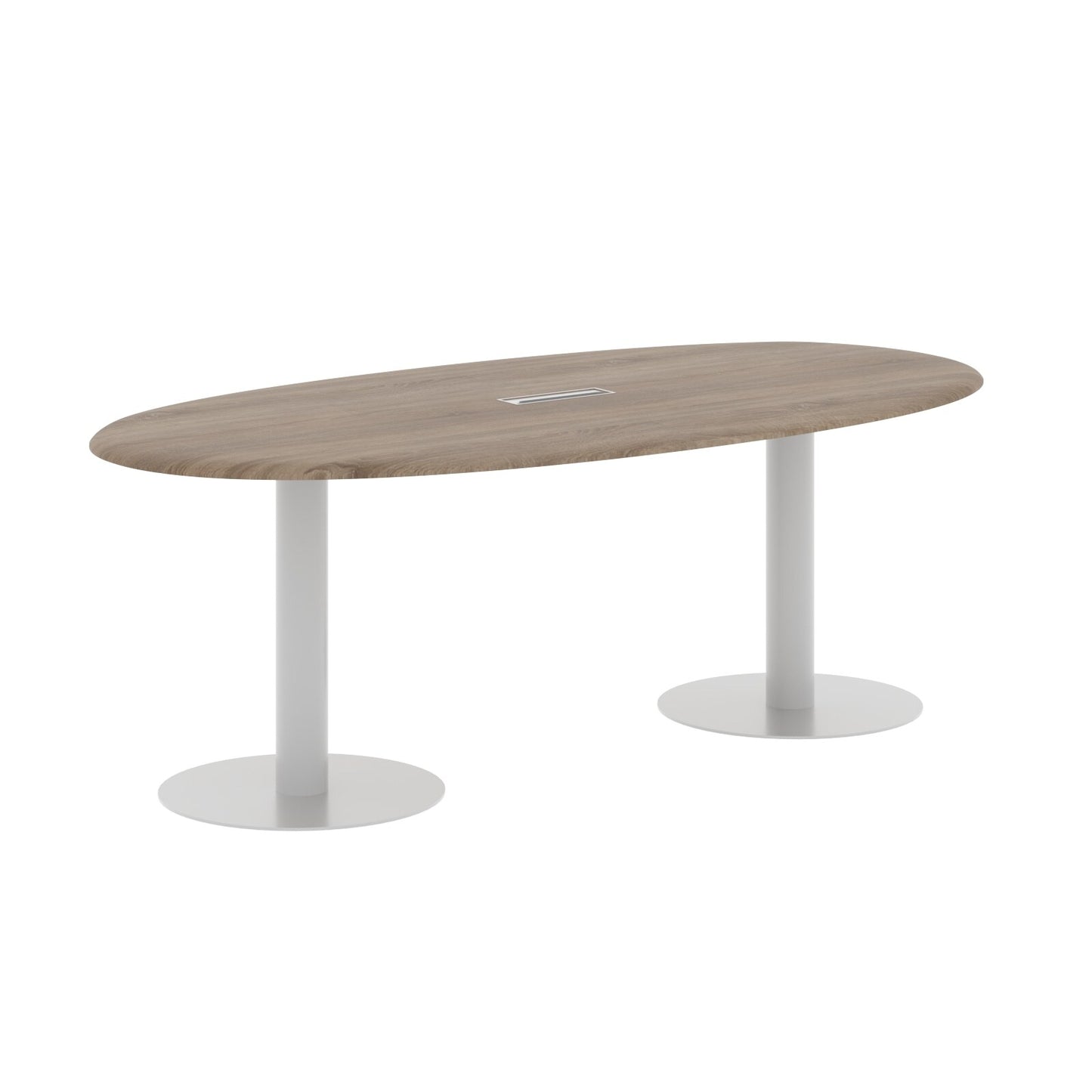 OVAL SHAPE MEETING TABLE, MADE IN E1 LAMINATE CHIPBOPARD, WITH METAL LEG