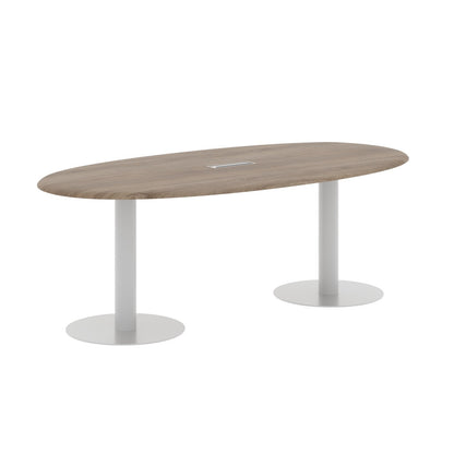OVAL SHAPE MEETING TABLE, MADE IN E1 LAMINATE CHIPBOPARD, WITH METAL LEG