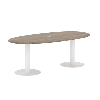 OVAL SHAPE MEETING TABLE, MADE IN E1 LAMINATE CHIPBOPARD, WITH METAL LEG