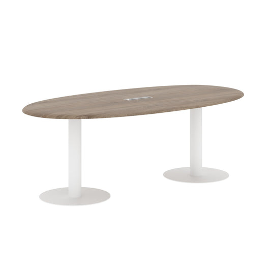 OVAL SHAPE MEETING TABLE, MADE IN E1 LAMINATE CHIPBOPARD, WITH METAL LEG