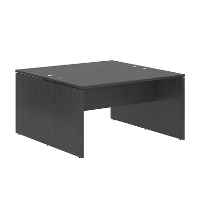 RECTANGULAR SHAPE CLUSTER OF 02 WORKSTATION, MADE IN E1 LAMINATE CHIPBOPARD, WITH WOODEN MODESTY PANEL AND LEGS