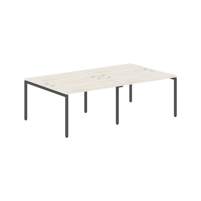 RECTANGULAR SHAPE CLUSTER OF 04 WORKSTATION MADE IN 25MM MFC TOP, E1 LAMINATE CHIPBOARD WITH WOODEN MODESTY PANEL 40X40MM METAL U SHAPE FRAMES