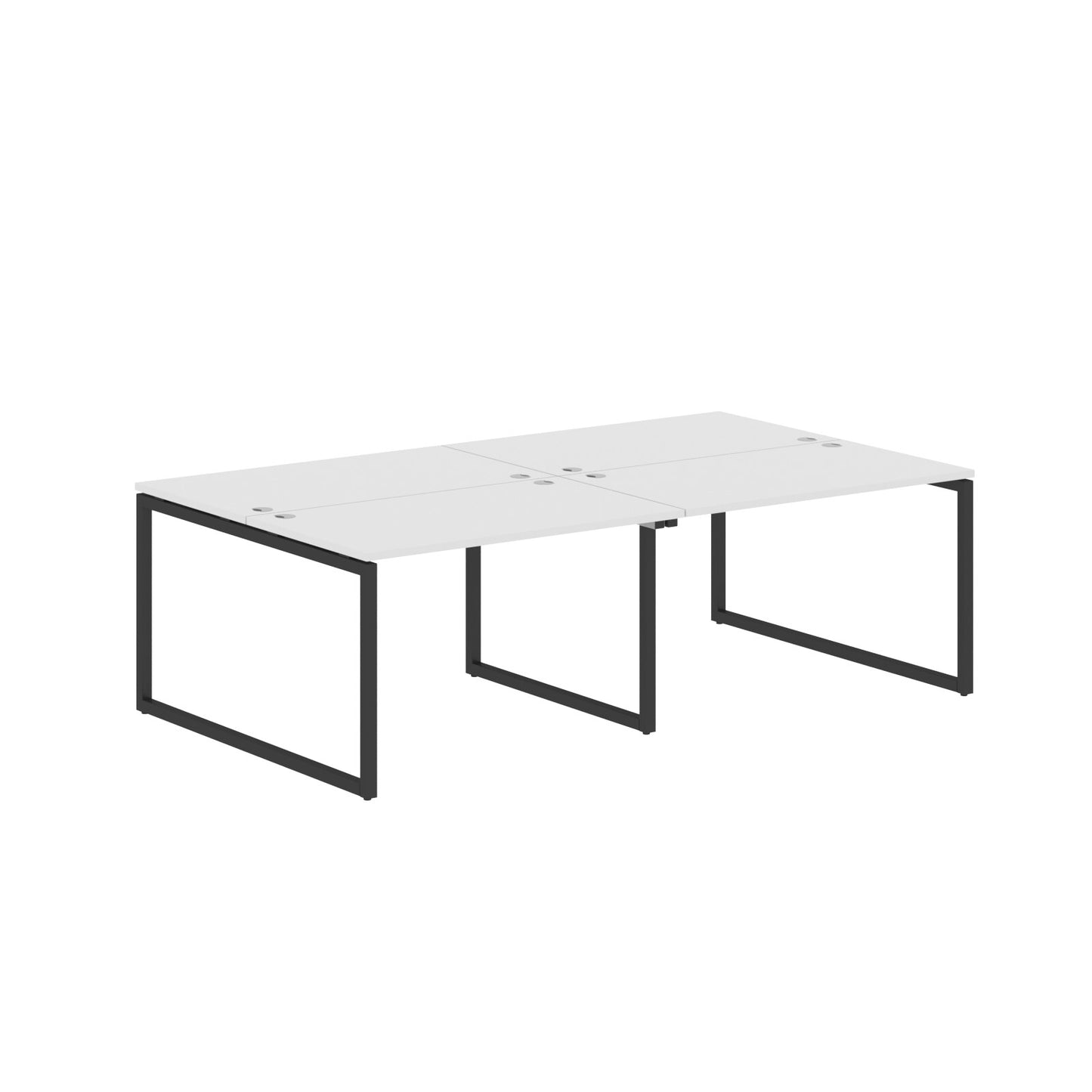 RECTANGULAR SHAPE CLUSTER OF 04 WORKSTATION MADE IN 25MM MFC TOP, E1 LAMINATE CHIPBOARD WITH WOODEN MODESTY PANEL 40X40MM METAL O SHAPE FRAMES