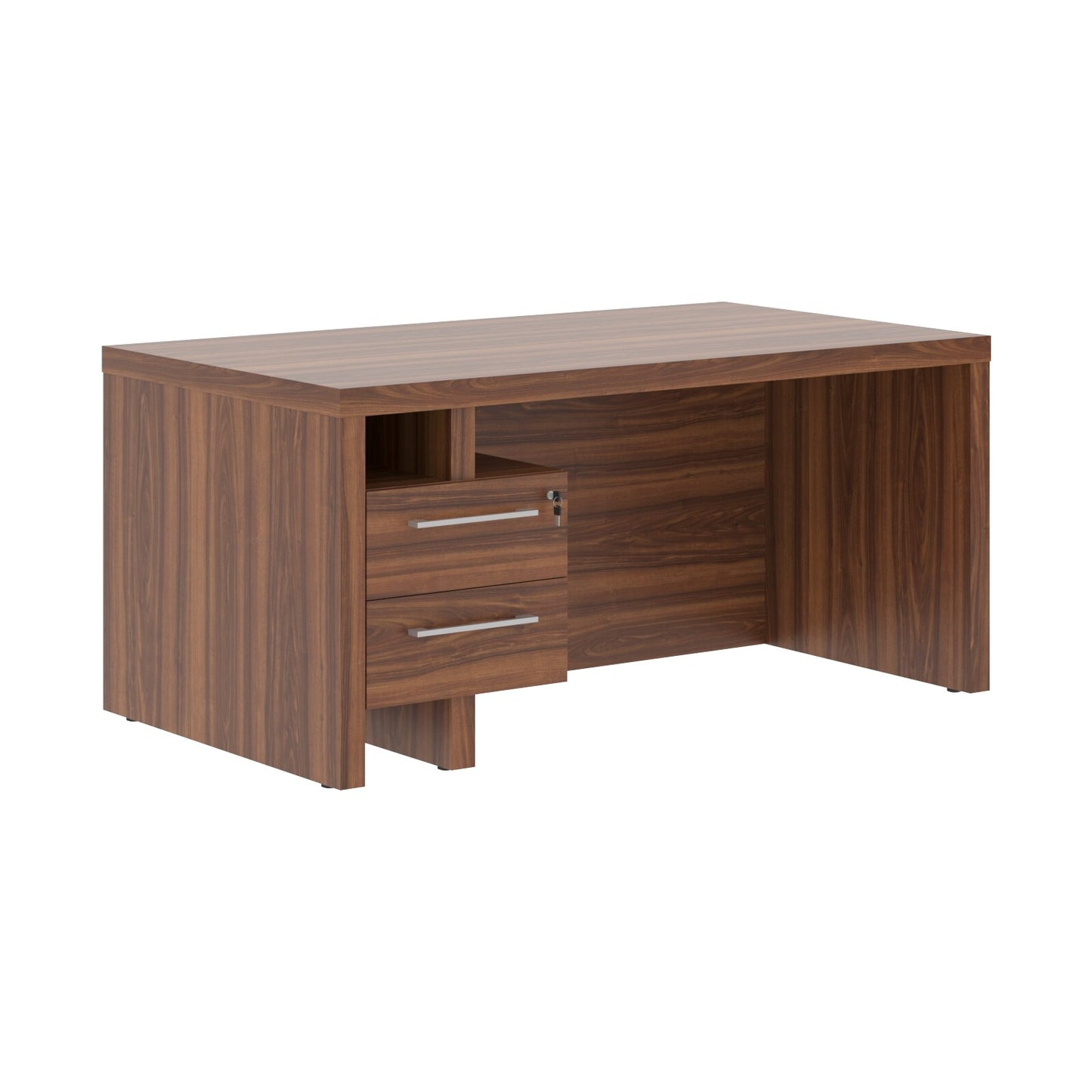 HIGH EXECUTIVE RECTANGULAR SHAPE DESK, MADE IN E1 LAMINATE CHIPBOARD, WITH FULL WOODEN MODESTY PANEL AND LEGS, INCLUDING WITH ATTACHED DRAWERS