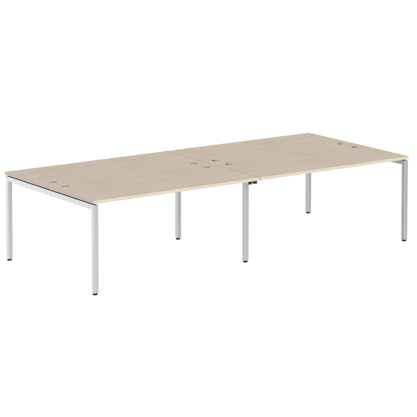 RECTANGULAR SHAPE CLUSTER OF 04 WORKSTATION MADE IN 25MM MFC TOP, E1 LAMINATE CHIPBOARD WITH WOODEN MODESTY PANEL 40X40MM METAL U SHAPE FRAMES