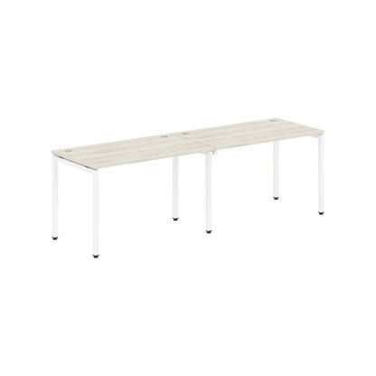 RECTANGULAR SHAPE CLUSTER OF 02 WORKSTATION MADE IN 25MM MFC TOP, E1 LAMINATE CHIPBOARD WITH WOODEN MODESTY PANEL 40X40MM METAL U SHAPE FRAMES