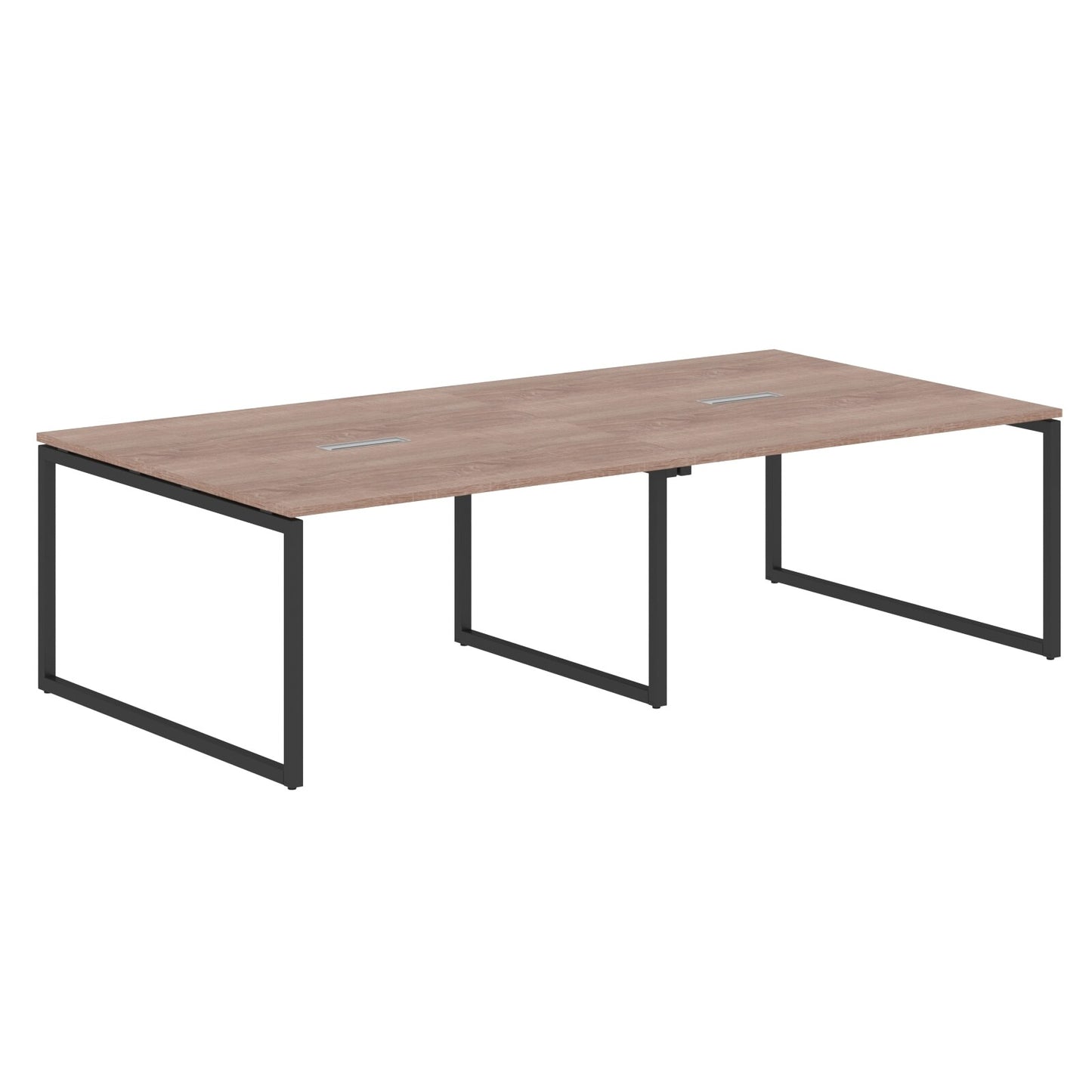 RECTANGULAR SHAPE CLUSTER OF 04 WORKSTATION MADE IN 25MM MFC TOP, E1 LAMINATE CHIPBOARD WITH WOODEN MODESTY PANEL 40X40MM METAL O SHAPE FRAMES