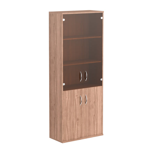 FULL HEIGHT CABINET, MADE IN E1 LAMINATE CHIPBOARD, WITH UPPER GLASS AND WOODEN SWING DOORS