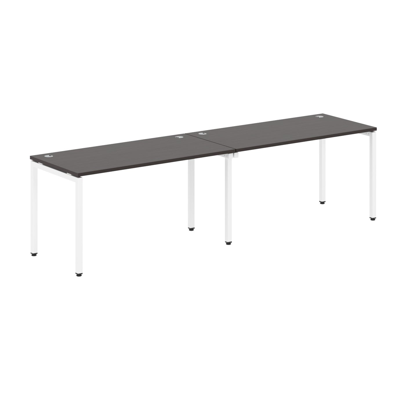 RECTANGULAR SHAPE CLUSTER OF 02 WORKSTATION MADE IN 25MM MFC TOP, E1 LAMINATE CHIPBOARD WITH WOODEN MODESTY PANEL 40X40MM METAL U SHAPE FRAMES