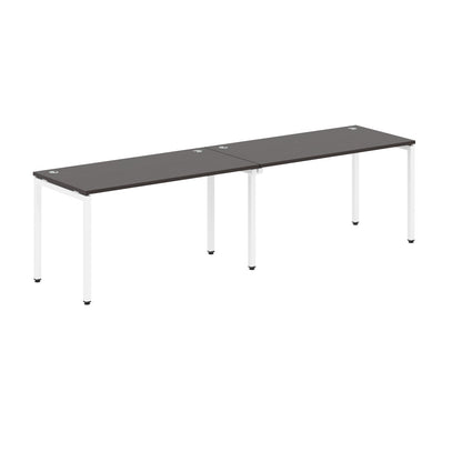 RECTANGULAR SHAPE CLUSTER OF 02 WORKSTATION MADE IN 25MM MFC TOP, E1 LAMINATE CHIPBOARD WITH WOODEN MODESTY PANEL 40X40MM METAL U SHAPE FRAMES