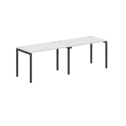RECTANGULAR SHAPE CLUSTER OF 02 WORKSTATION MADE IN 25MM MFC TOP, E1 LAMINATE CHIPBOARD WITH WOODEN MODESTY PANEL 40X40MM METAL U SHAPE FRAMES