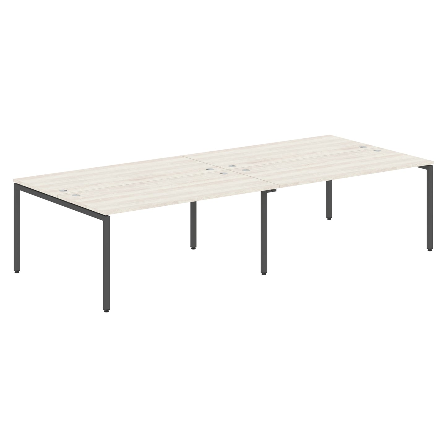 RECTANGULAR SHAPE CLUSTER OF 04 WORKSTATION MADE IN 25MM MFC TOP, E1 LAMINATE CHIPBOARD WITH WOODEN MODESTY PANEL 40X40MM METAL U SHAPE FRAMES