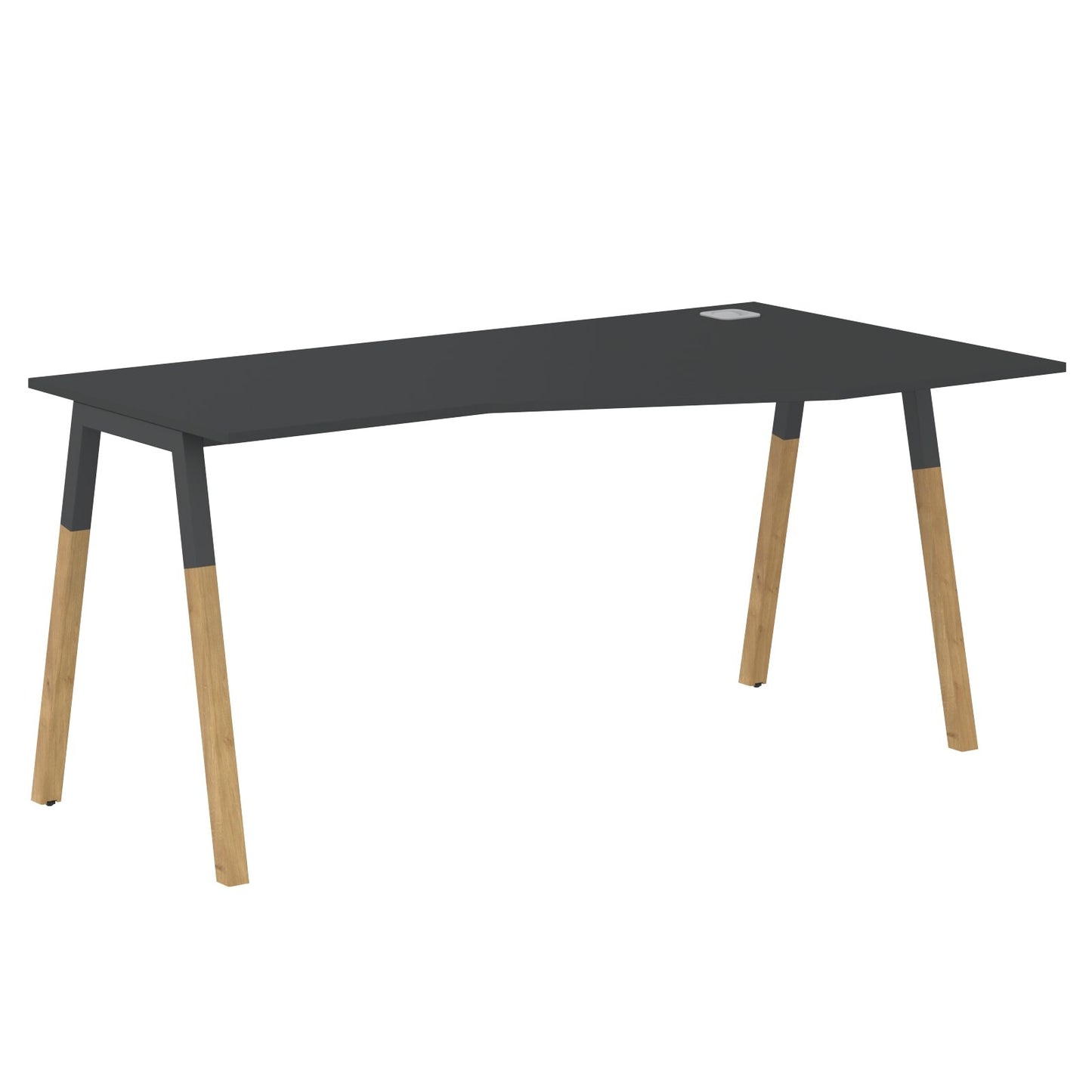 EXECUTIVE MODERN DESIGN L SHAPE DESK, MADE IN E1 LAMINATE CHIPBOPARD, WITH SLANTED SHAPE METAL/WOODEN LEGS