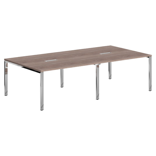 RECTANGULAR SHAPE CLUSTER OF 04 WORKSTATION, MADE IN E1 LAMINATE CHIPBOPARD, WITH WOODEN MODESTY PANEL AND LEGS