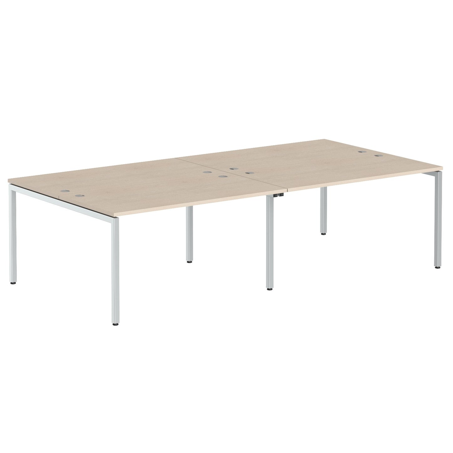 RECTANGULAR SHAPE CLUSTER OF 04 WORKSTATION MADE IN 25MM MFC TOP, E1 LAMINATE CHIPBOARD WITH WOODEN MODESTY PANEL 40X40MM METAL U SHAPE FRAMES