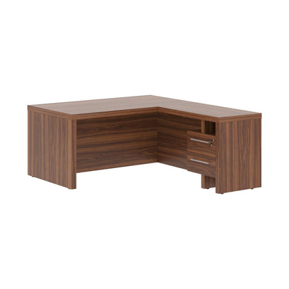 L SHAPE HIGH EXECUTIVE DESK, MADE IN E1 LAMINATE CHIPBOARD, WITH FULL WOODEN MODESTY PANEL AND LEGS, INCLUDING WITH SIDE DESK, WITH ATTACHED DRAWERS