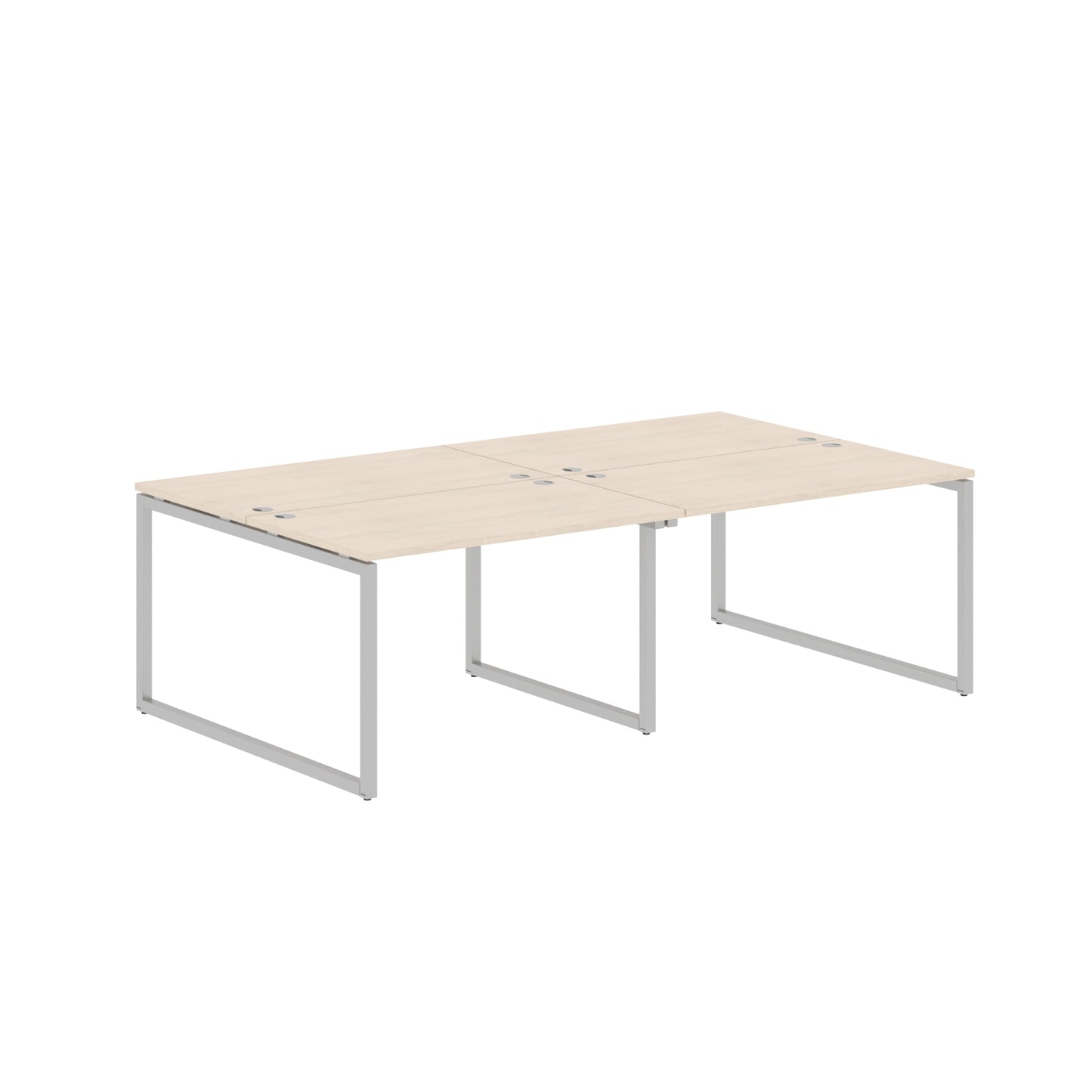 RECTANGULAR SHAPE CLUSTER OF 04 WORKSTATION MADE IN 25MM MFC TOP, E1 LAMINATE CHIPBOARD WITH WOODEN MODESTY PANEL 40X40MM METAL O SHAPE FRAMES