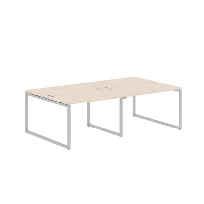 RECTANGULAR SHAPE CLUSTER OF 04 WORKSTATION MADE IN 25MM MFC TOP, E1 LAMINATE CHIPBOARD WITH WOODEN MODESTY PANEL 40X40MM METAL O SHAPE FRAMES