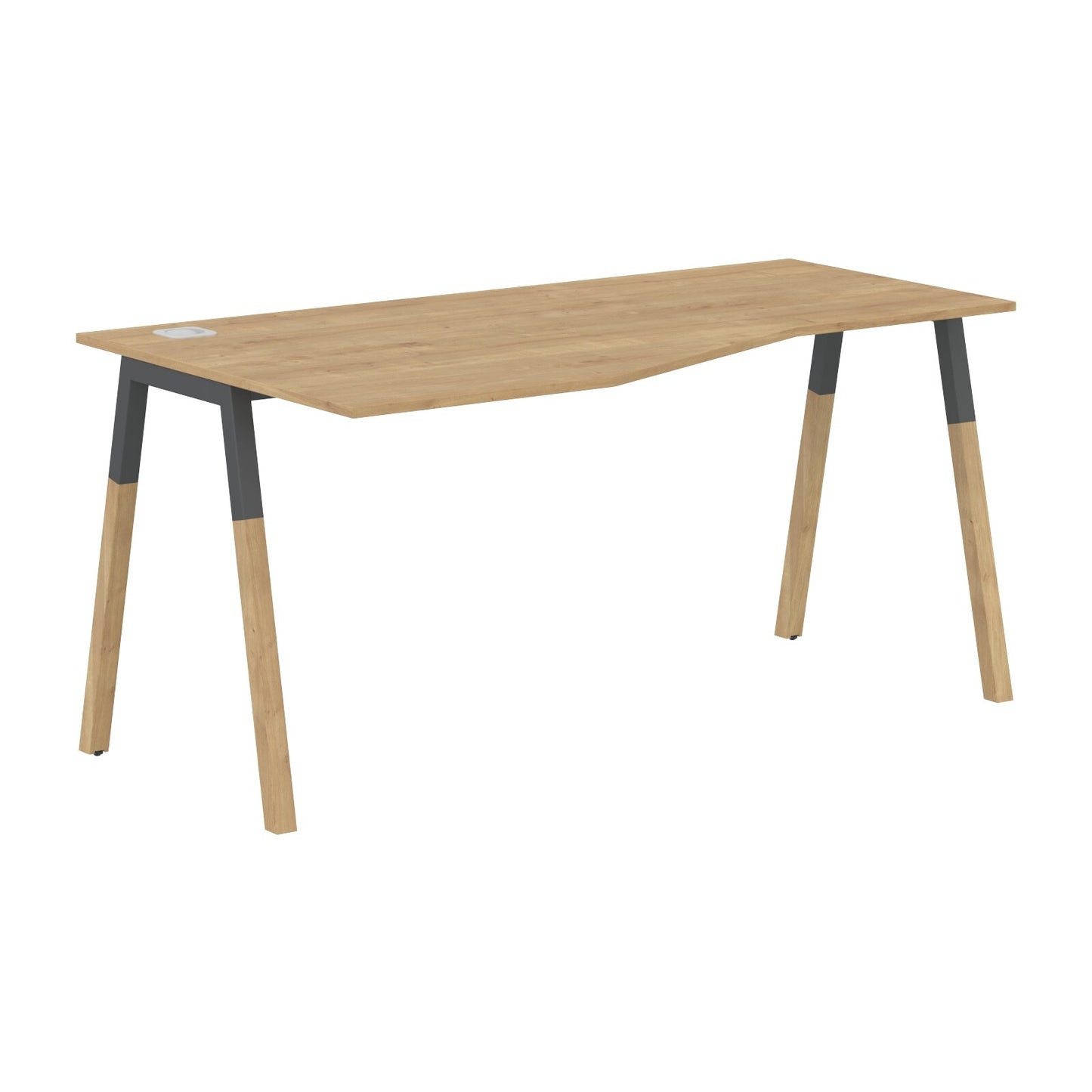 EXECUTIVE MODERN DESIGN L SHAPE DESK, MADE IN E1 LAMINATE CHIPBOPARD, WITH SLANTED SHAPE METAL/WOODEN LEGS