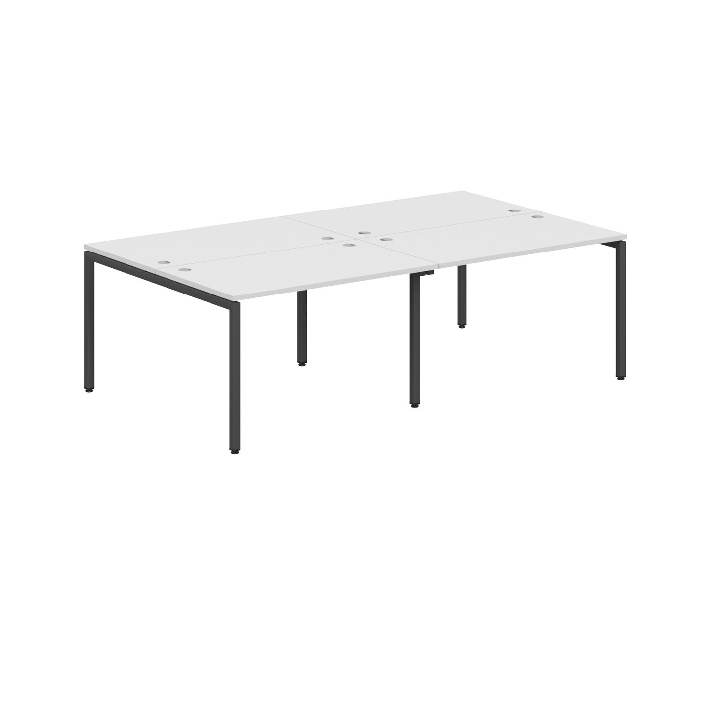 RECTANGULAR SHAPE CLUSTER OF 04 WORKSTATION MADE IN 25MM MFC TOP, E1 LAMINATE CHIPBOARD WITH WOODEN MODESTY PANEL 40X40MM METAL U SHAPE FRAMES