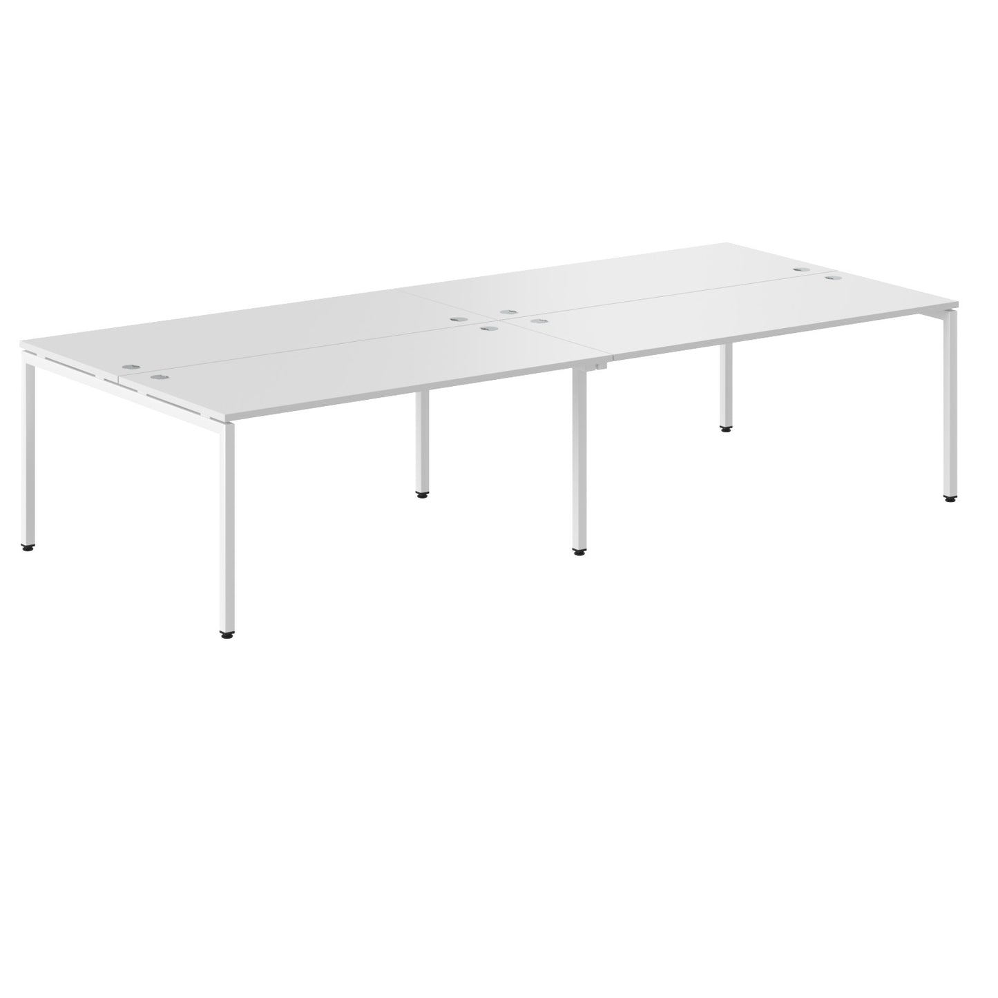 RECTANGULAR SHAPE CLUSTER OF 04 WORKSTATION MADE IN 25MM MFC TOP, E1 LAMINATE CHIPBOARD WITH WOODEN MODESTY PANEL 40X40MM METAL U SHAPE FRAMES