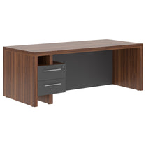 HIGH EXECUTIVE RECTANGULAR SHAPE DESK, MADE IN E1 LAMINATE CHIPBOARD, WITH FULL WOODEN MODESTY PANEL AND LEGS, INCLUDING WITH ATTACHED DRAWERS