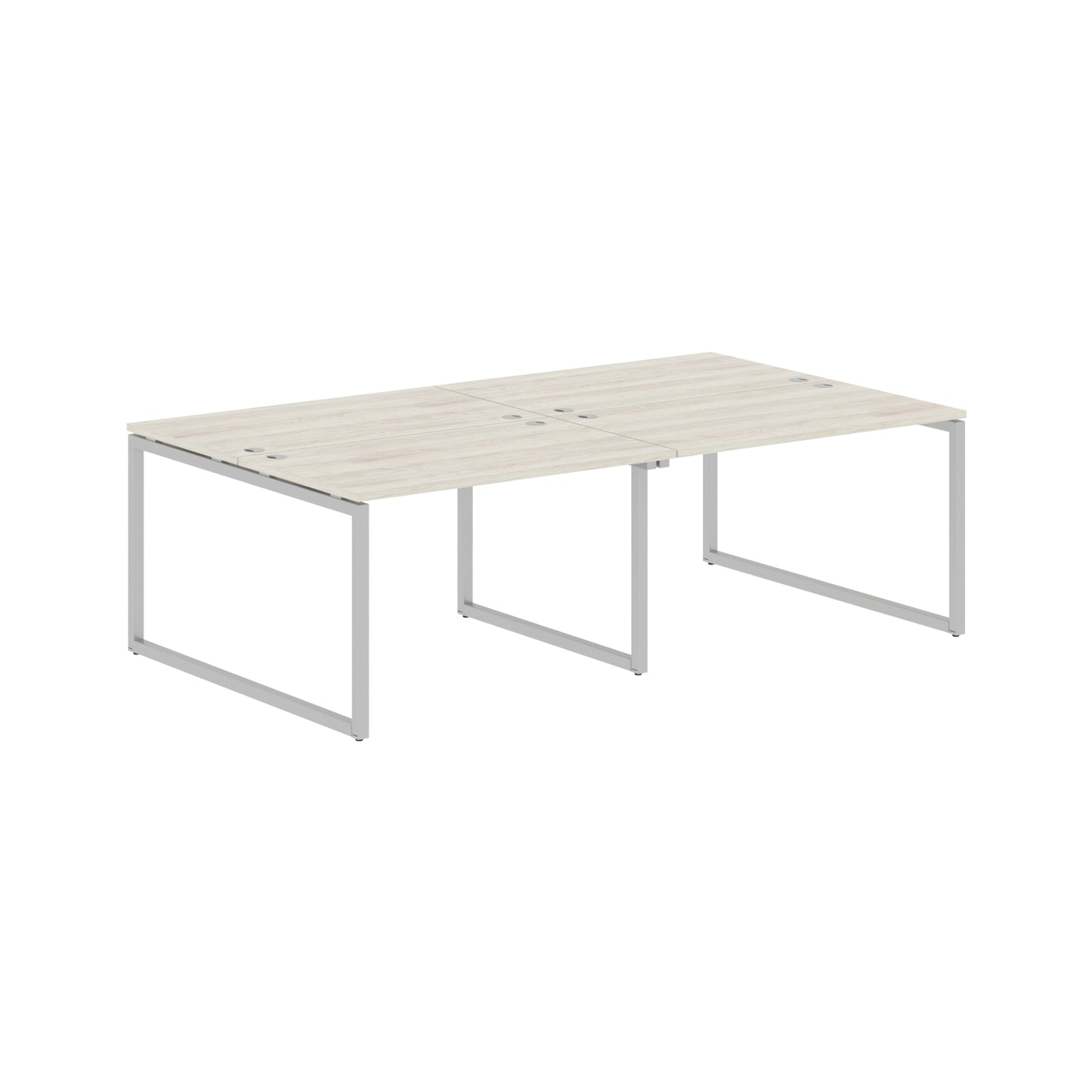 RECTANGULAR SHAPE CLUSTER OF 04 WORKSTATION MADE IN 25MM MFC TOP, E1 LAMINATE CHIPBOARD WITH WOODEN MODESTY PANEL 40X40MM METAL O SHAPE FRAMES