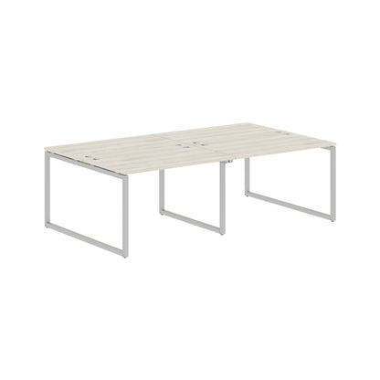 RECTANGULAR SHAPE CLUSTER OF 04 WORKSTATION MADE IN 25MM MFC TOP, E1 LAMINATE CHIPBOARD WITH WOODEN MODESTY PANEL 40X40MM METAL O SHAPE FRAMES
