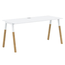 EXECUTIVE MODERN DESIGN RECTANGULAR SHAPE DESK, MADE IN E1 LAMINATE CHIPBOPARD, WITH SLANTED SHAPE METAL/WOODEN LEGS