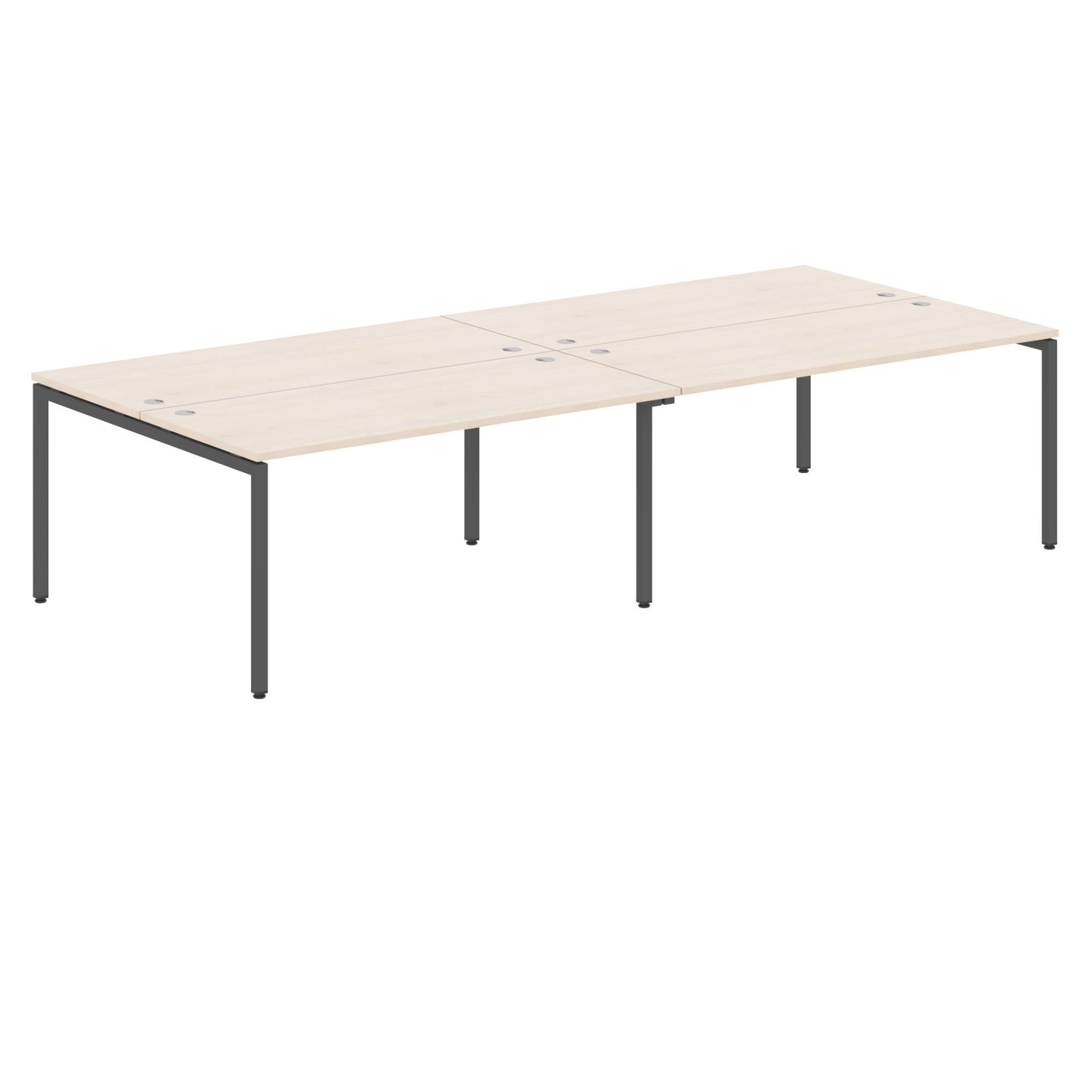 RECTANGULAR SHAPE CLUSTER OF 04 WORKSTATION MADE IN 25MM MFC TOP, E1 LAMINATE CHIPBOARD WITH WOODEN MODESTY PANEL 40X40MM METAL U SHAPE FRAMES