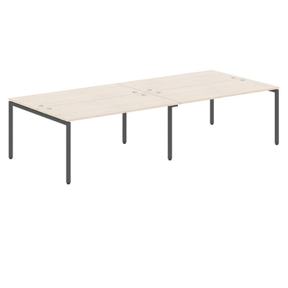 RECTANGULAR SHAPE CLUSTER OF 04 WORKSTATION MADE IN 25MM MFC TOP, E1 LAMINATE CHIPBOARD WITH WOODEN MODESTY PANEL 40X40MM METAL U SHAPE FRAMES