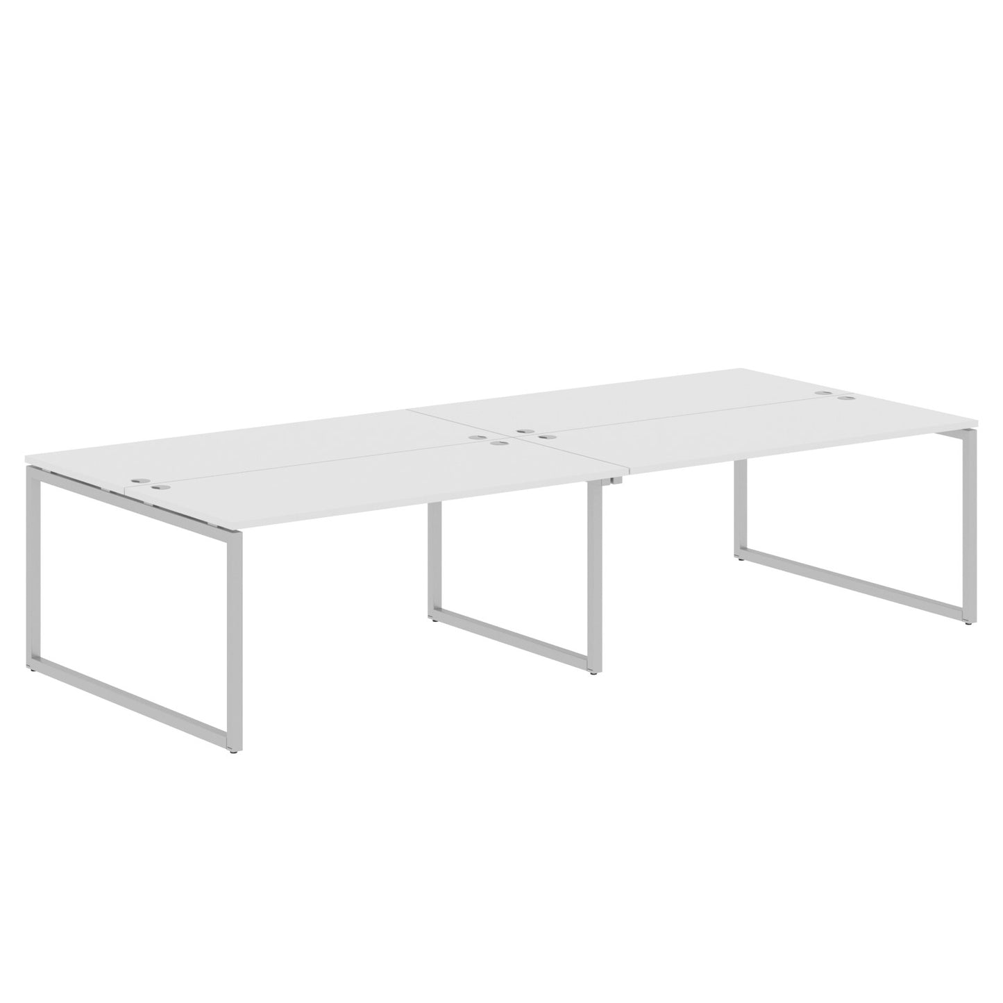 RECTANGULAR SHAPE CLUSTER OF 04 WORKSTATION MADE IN 25MM MFC TOP, E1 LAMINATE CHIPBOARD WITH WOODEN MODESTY PANEL 40X40MM METAL O SHAPE FRAMES
