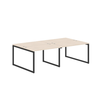 RECTANGULAR SHAPE CLUSTER OF 04 WORKSTATION MADE IN 25MM MFC TOP, E1 LAMINATE CHIPBOARD WITH WOODEN MODESTY PANEL 40X40MM METAL O SHAPE FRAMES