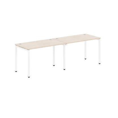 RECTANGULAR SHAPE CLUSTER OF 02 WORKSTATION MADE IN 25MM MFC TOP, E1 LAMINATE CHIPBOARD WITH WOODEN MODESTY PANEL 40X40MM METAL U SHAPE FRAMES