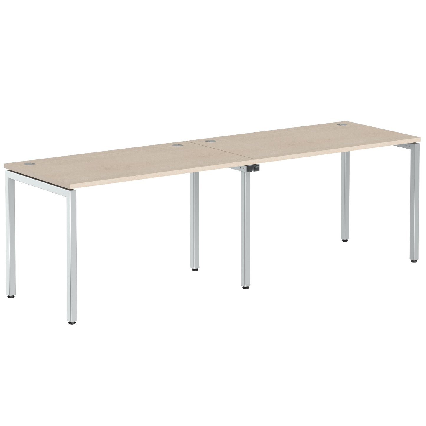 RECTANGULAR SHAPE CLUSTER OF 02 WORKSTATION MADE IN 25MM MFC TOP, E1 LAMINATE CHIPBOARD WITH WOODEN MODESTY PANEL 40X40MM METAL U SHAPE FRAMES