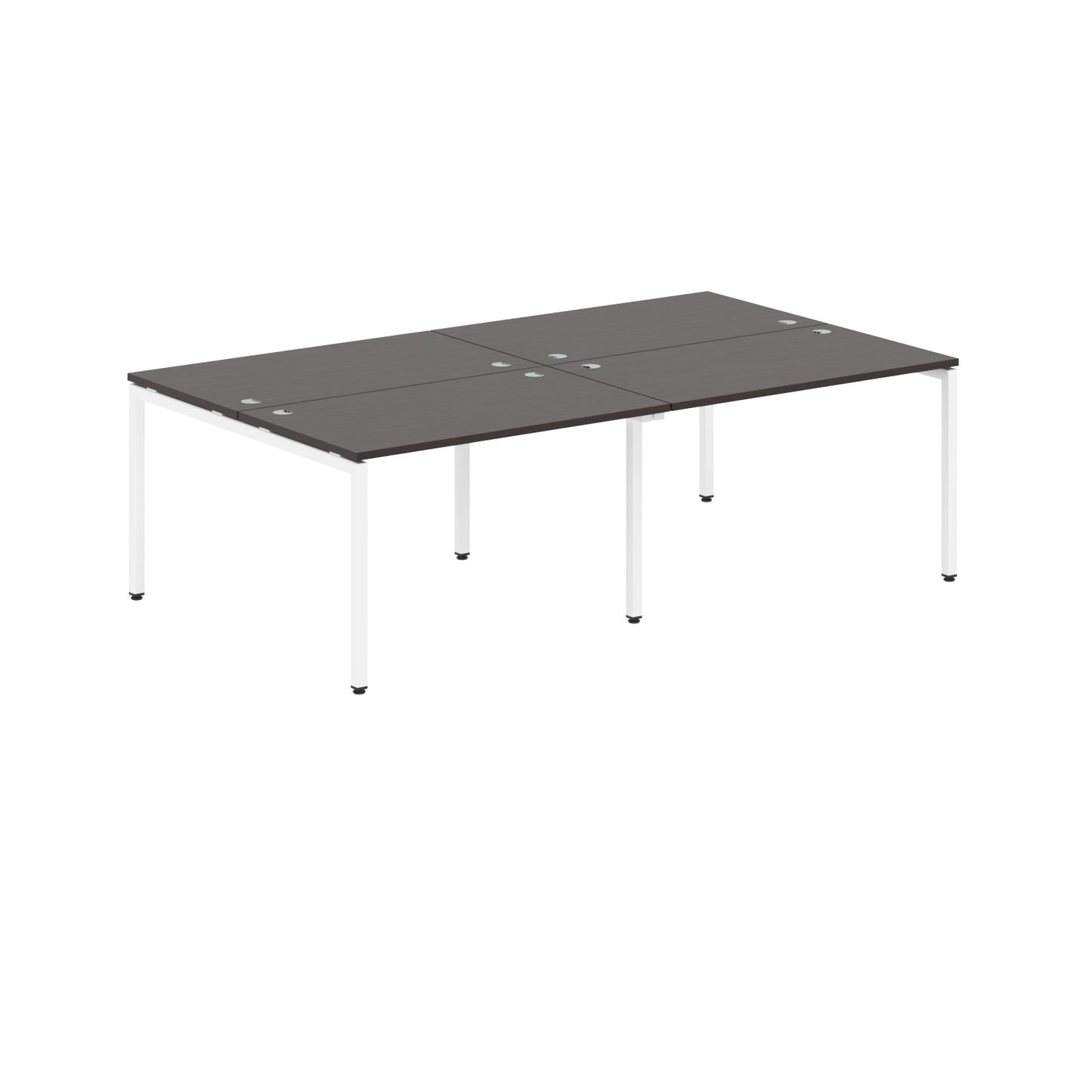 RECTANGULAR SHAPE CLUSTER OF 04 WORKSTATION MADE IN 25MM MFC TOP, E1 LAMINATE CHIPBOARD WITH WOODEN MODESTY PANEL 40X40MM METAL U SHAPE FRAMES