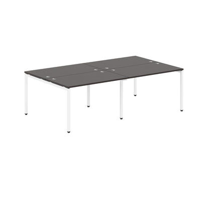 RECTANGULAR SHAPE CLUSTER OF 04 WORKSTATION MADE IN 25MM MFC TOP, E1 LAMINATE CHIPBOARD WITH WOODEN MODESTY PANEL 40X40MM METAL U SHAPE FRAMES