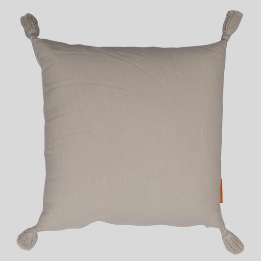 Cream  Cotton Throw cushion with Tassels 45 x 45 cm- Two Pieces