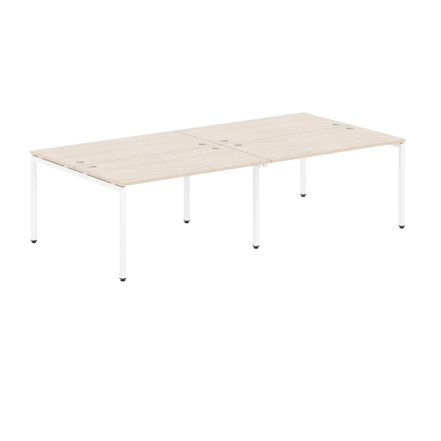 RECTANGULAR SHAPE CLUSTER OF 04 WORKSTATION MADE IN 25MM MFC TOP, E1 LAMINATE CHIPBOARD WITH WOODEN MODESTY PANEL 40X40MM METAL U SHAPE FRAMES