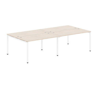RECTANGULAR SHAPE CLUSTER OF 04 WORKSTATION MADE IN 25MM MFC TOP, E1 LAMINATE CHIPBOARD WITH WOODEN MODESTY PANEL 40X40MM METAL U SHAPE FRAMES